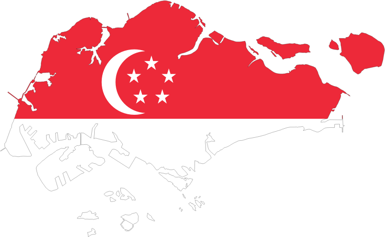 Singapore Map Flag With Stroke