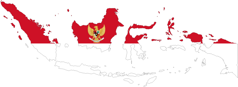 Indonesia Map Flag With Stroke And Coat Of Arms