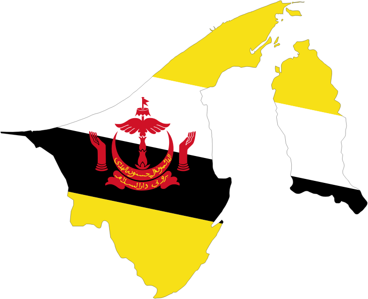 Brunei Map Flag With Stroke