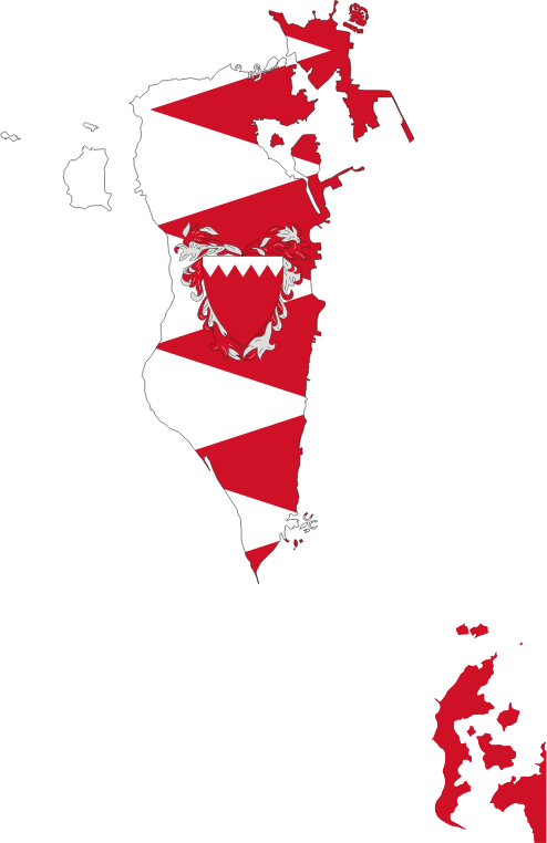 Bahrain Map Flag With Coat Of Arms