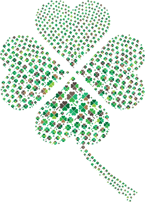 Green Four Leaf Clover Fractal No Background