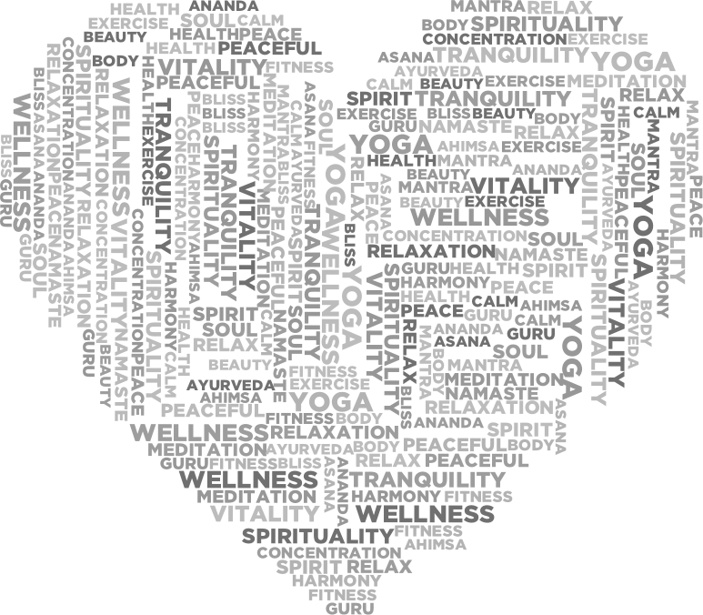 Yoga Love Word Cloud Grayscale