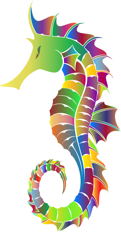 Prismatic Detailed Seahorse Silhouette