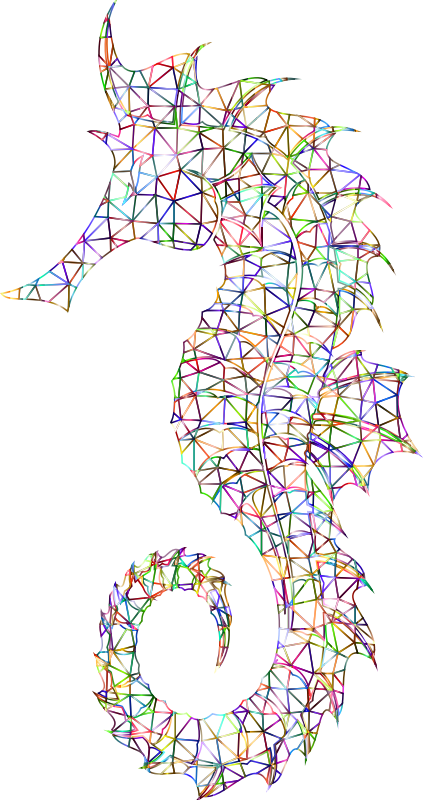Prismatic Detailed Seahorse Wireframe No Background