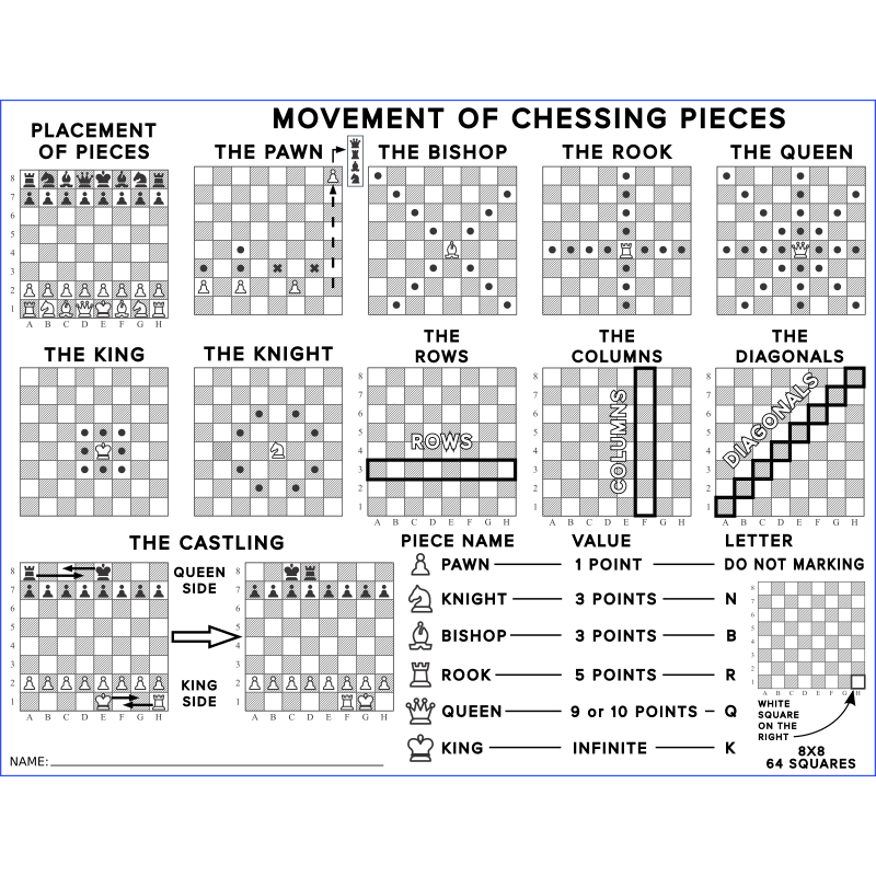 Chess pieces moves