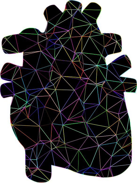 Prismatic Spacefem Low Poly Wireframe Heart With Background