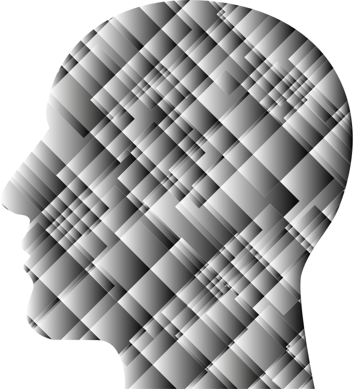 Grayscale Patchwork Man Head