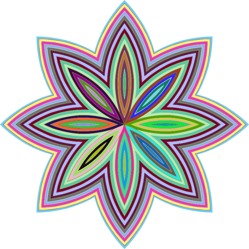Prismatic Floral Line Art - Openclipart