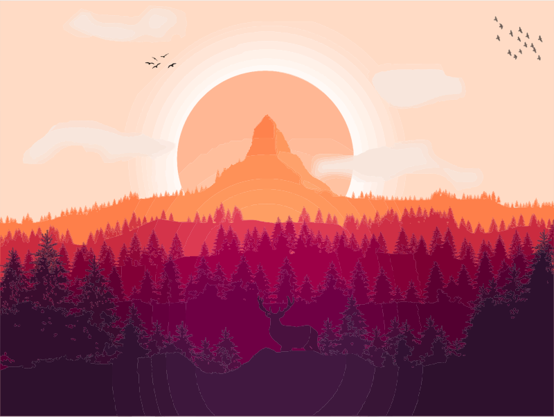 Flat Shaded Forest Landscape