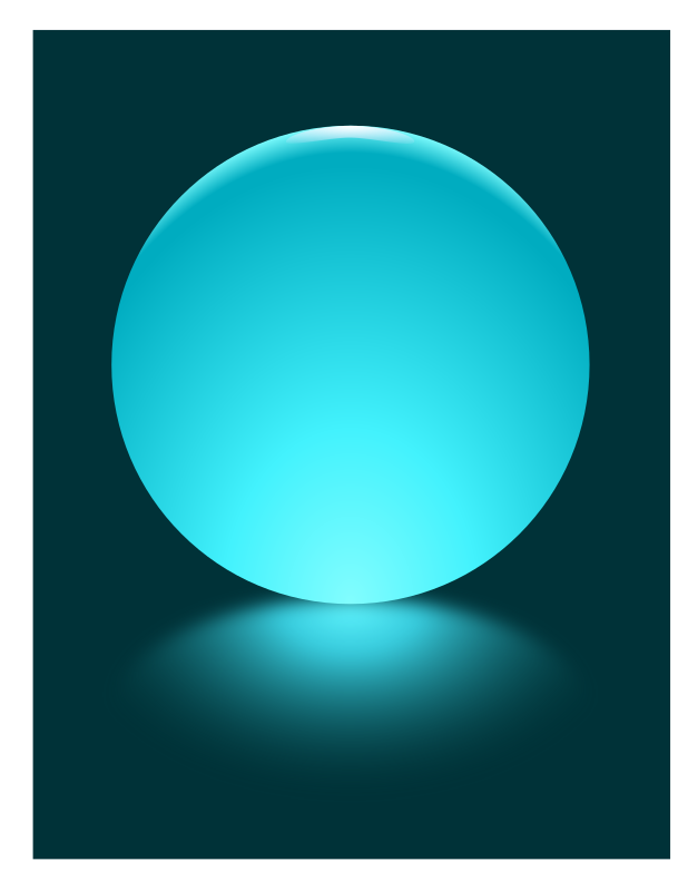 Cyan Sphere Blurred Reflection