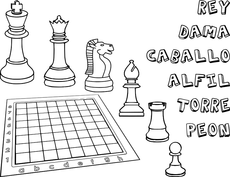 Chess Coloring Book / Dibujo Ajedrez para colorear -1- - Openclipart