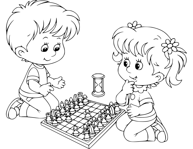 Girl Playing Checkers Clip Art - Girl Playing Checkers Image