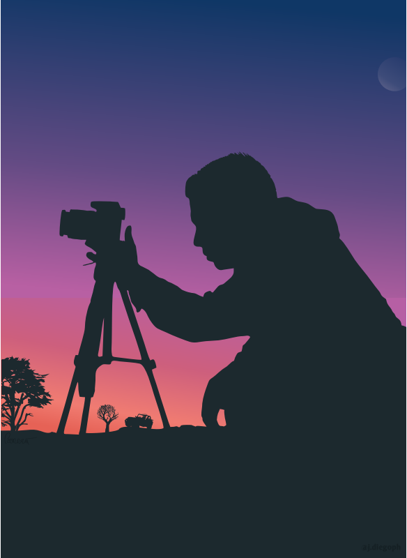 Cameraman Silhouette Sunset with Jeep