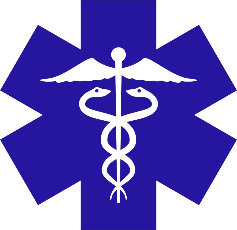 Caduceus On Blue Star Of Life