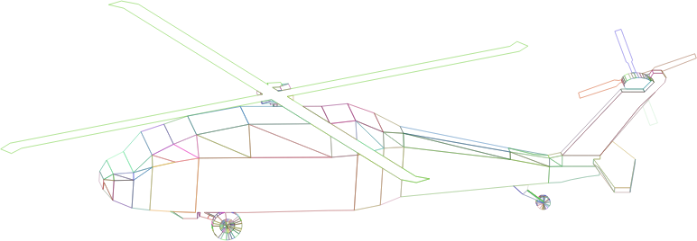 3D Low Poly Blackhawk Helicopter Wireframe Prismatic