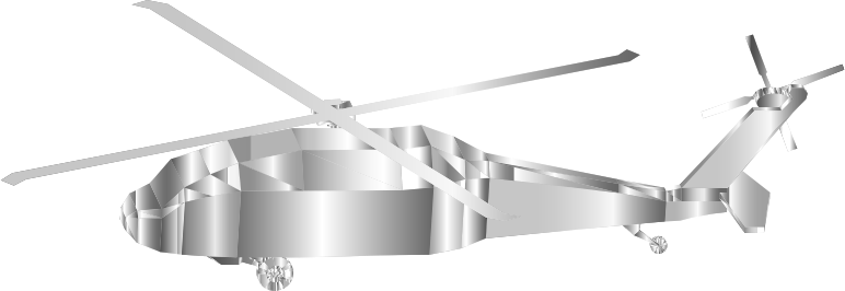 3D Low Poly Blackhawk Helicopter Grayscale