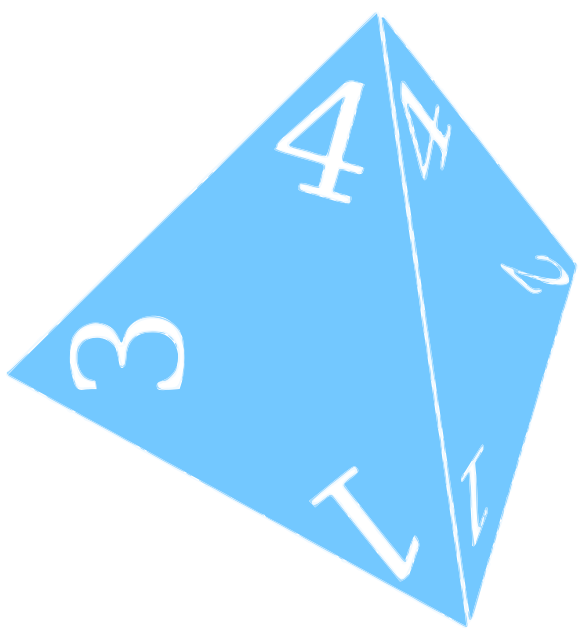 D4, Four Sided Die (Blue)