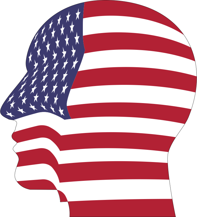 Man Head America Flag With Stroke