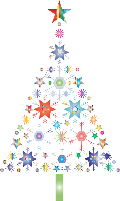 Abstract Snowflake Christmas Tree By Karen Arnold Prismatic No Background