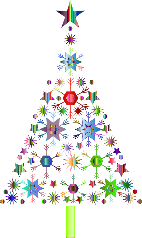 Abstract Snowflake Christmas Tree By Karen Arnold Prismatic 2 No Background