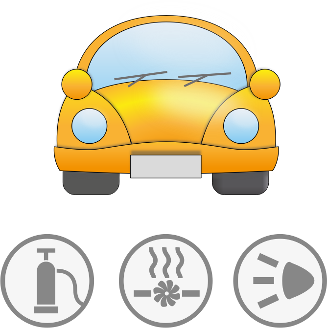 Yellow Car With Symbolic Signs For Safety Openclipart