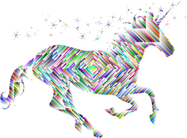 Prismatic Magical Unicorn Silhouette Concentric