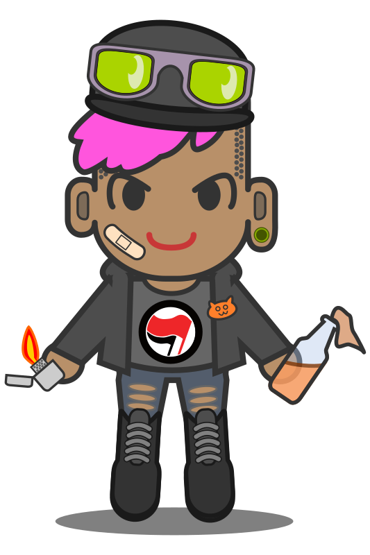 Kawaii Antifa (w antifa logo) - Openclipart