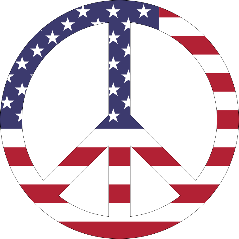 American Flag Peace Sign With Stroke