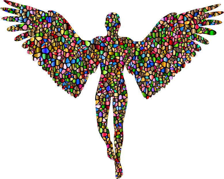 Chromatic Tiled Angel Silhouette