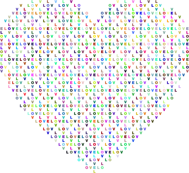 Prismatic Heart Love Typography