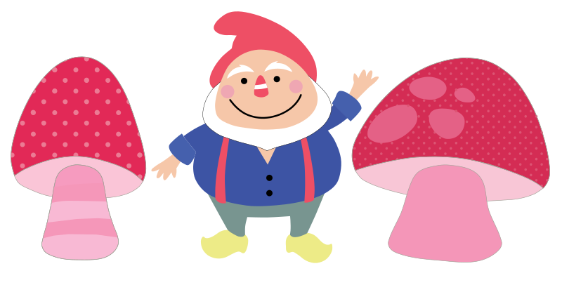 Gnome and Mushrooms