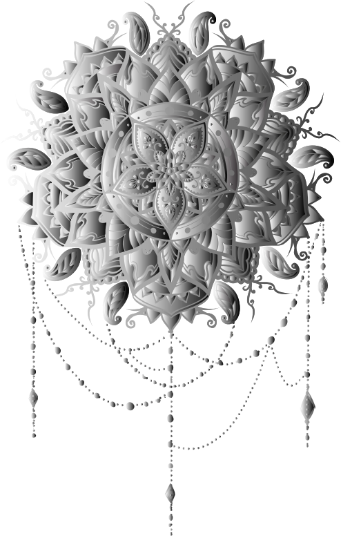 Grayscale Intricate Floral Mandala