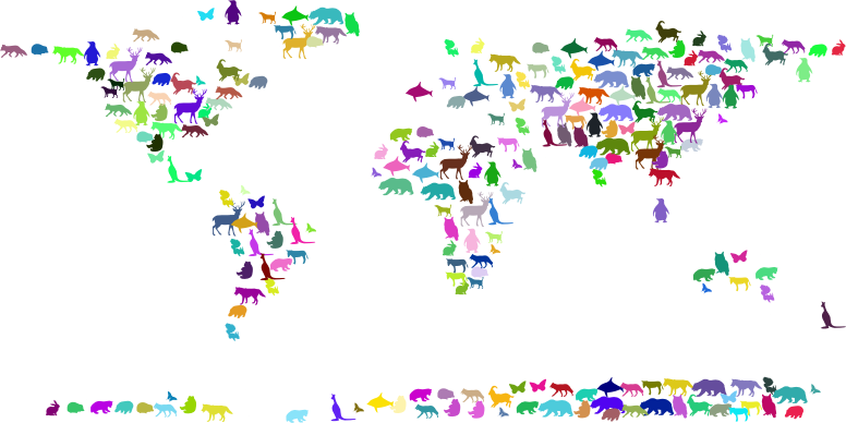 Prismatic Animals World Map