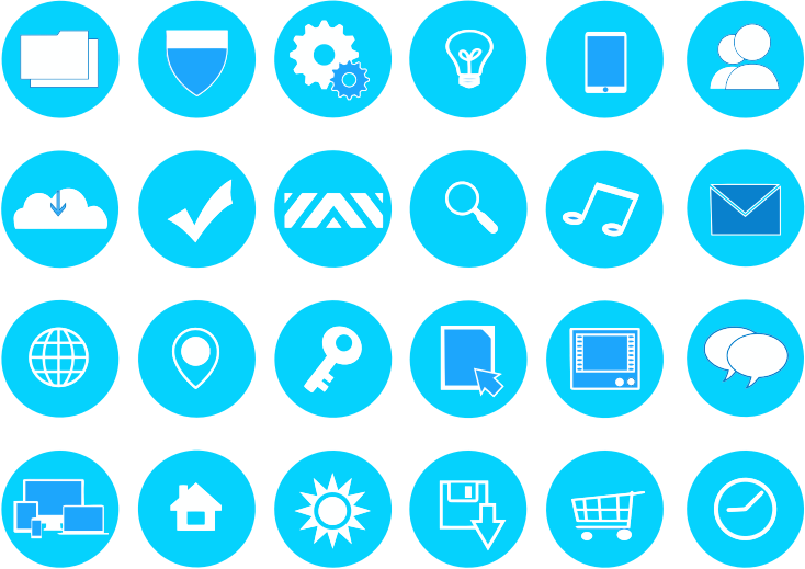 Modern Blue Icons Set