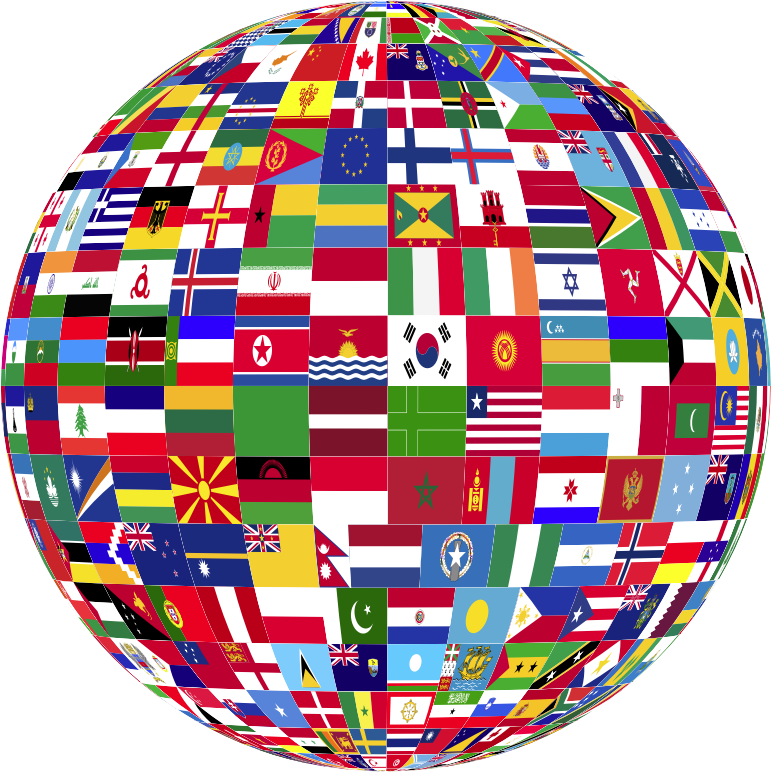 world flags globe