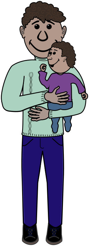 African Father and Kid - Openclipart