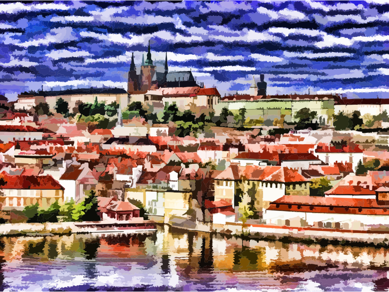 Stylized Painting Of The City Of Prague