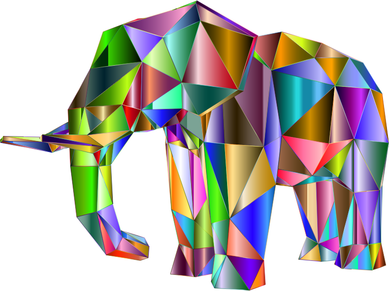Prismatic Low Poly Elephant 2