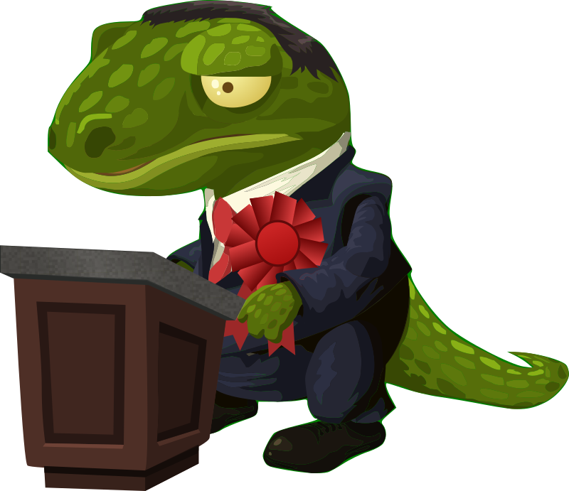 Very important lizard gives a speech