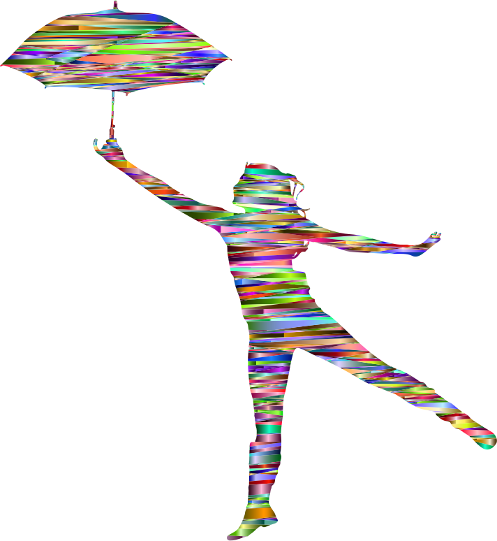Chromatic Abstract Woman With Umbrella Silhouette