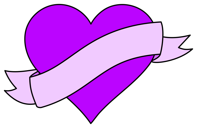 heart drawings with ribbon