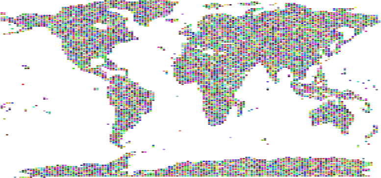 World Map Ellipse Prismatic