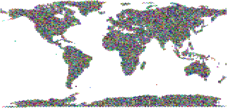 World Map Diamonds Prismatic