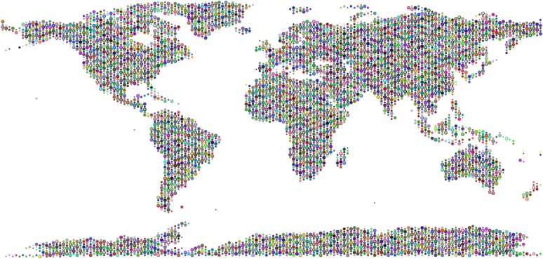 World Map Bubbles Prismatic