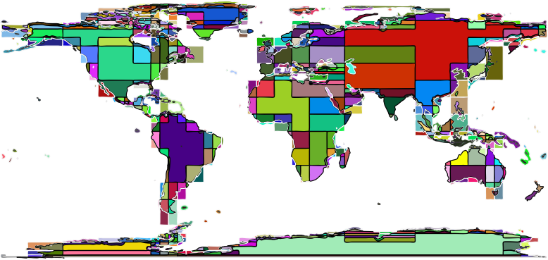 World Map Abstract Blocks