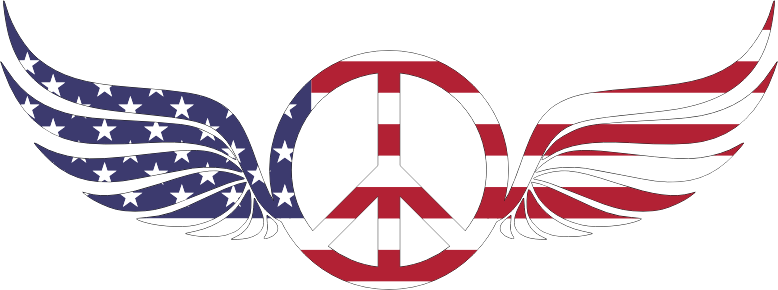 American Peace Sign With Wings With Stroke