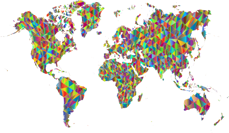 Polychromatic Low Poly World Map