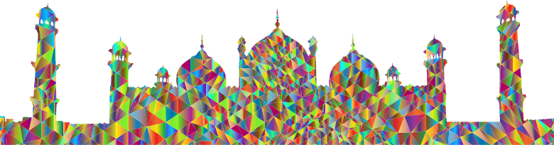 Polychromatic Low Poly Badshahi Mosque Lahore Pakistan Silhouette