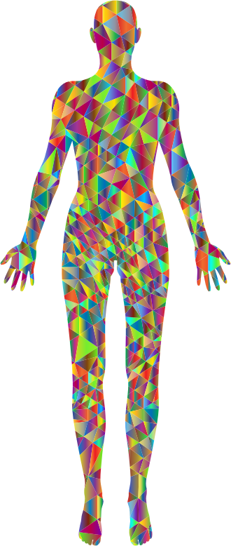 Polychromatic Low Poly Female Body Silhouette