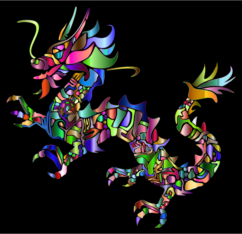 Chromatic Tribal Asian Dragon Silhouette 2